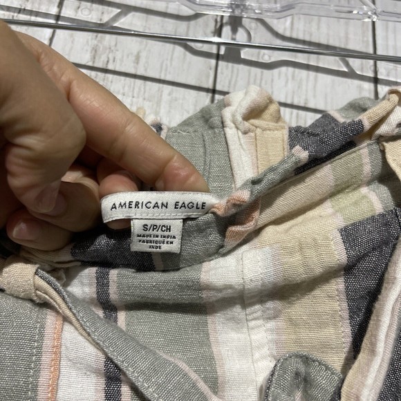 American Eagle‎ Skirt Womens Size Small Stripe Tie Waist Linen Blend Mini - Picture 3 of 5